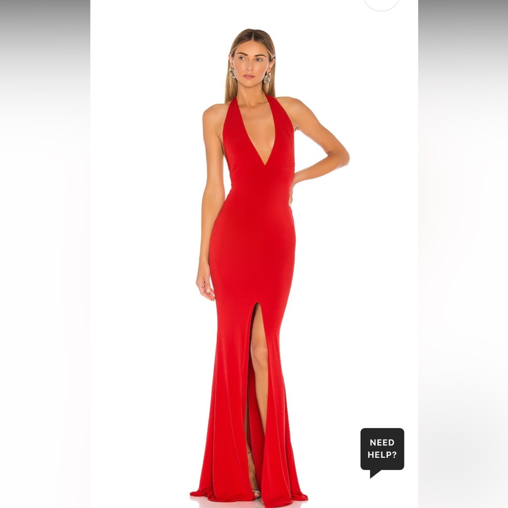 Nookie Red Halter Slit Prom Gown